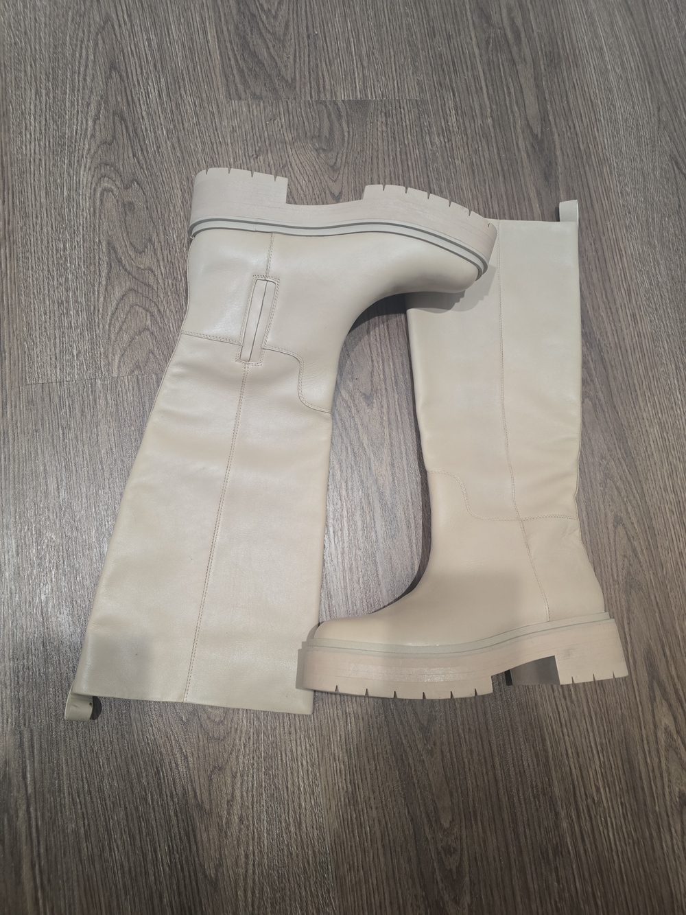Sam Edelman Cream Over-the-Knee Lug Sole Boots